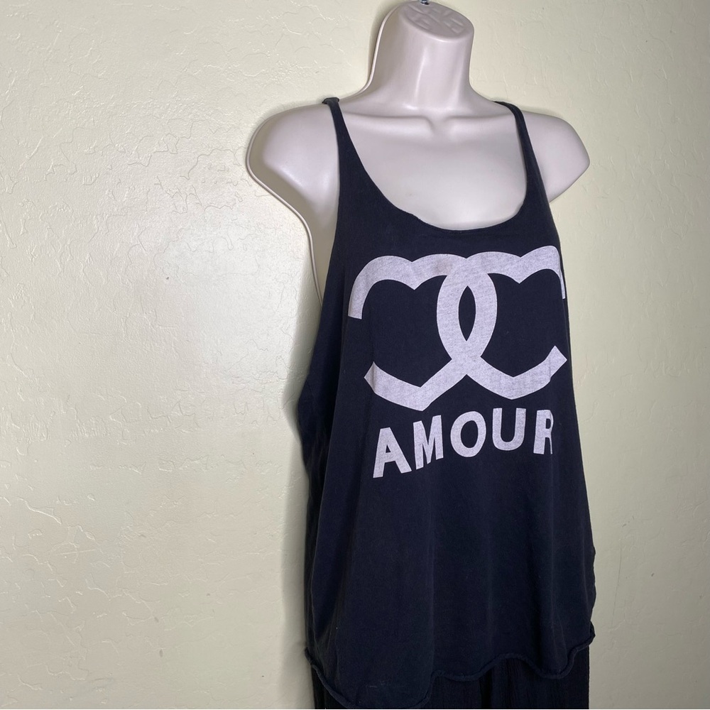 Forever 21 Black and White Amour Heart Print Tank Top Size S Small - Picture 3 of 6